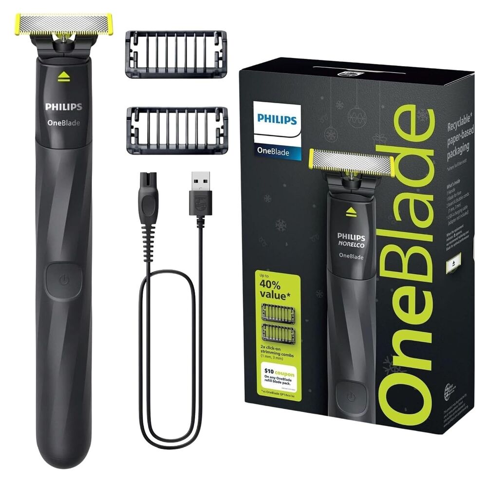 Philips Norelco OneBlade Trimmer w/2X Trimming Combs NEW/SEALED